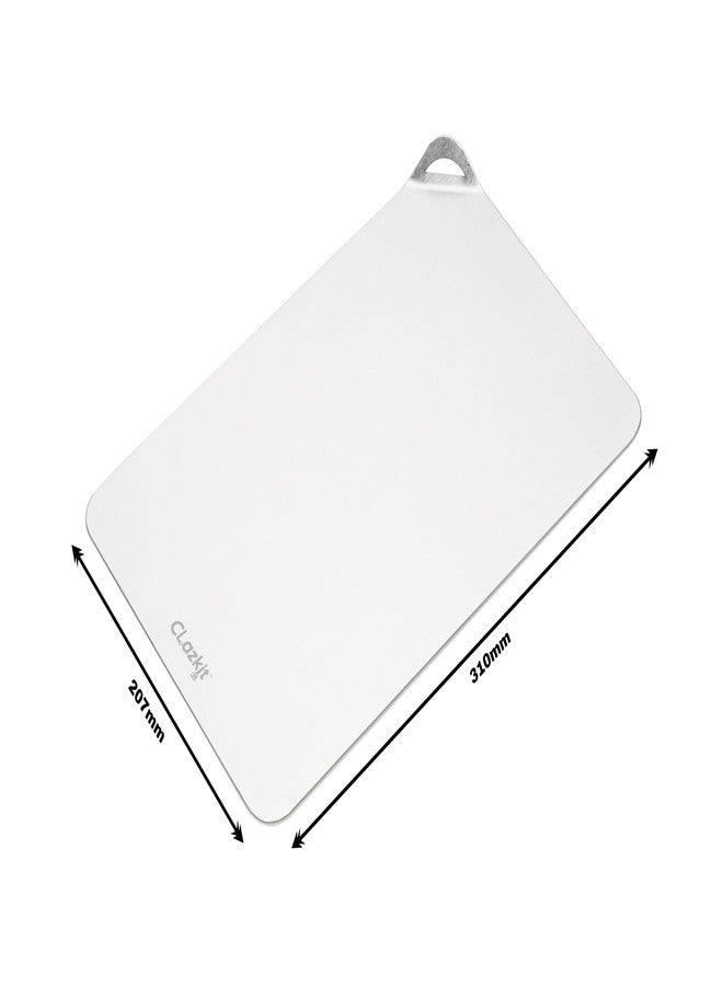 Clazkit لوح تقطيع عادي من الفولاذ المقاوم للصدأ من كلازكيت، مناسب للخضراوات والفواكه والخبز واللحوم، متين وآمن وقوي التحمل (207 × 310 × 1 مم) - Image 4